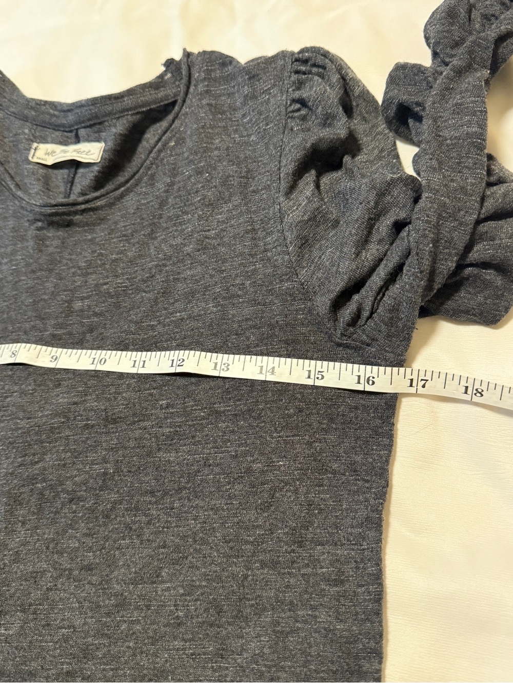 Free People We The Free Ruched Sleeve Top Womens Small Gray - Picture 6 of 7